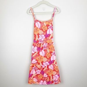 Cat & Jack - Medium Girls Orange & Red Tropical Print Dress